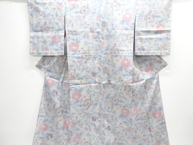 JAPANESE KIMONO / MAWATA OJIYA TSUMUGI / HITOE / WOVEN FLORAL PLANTS